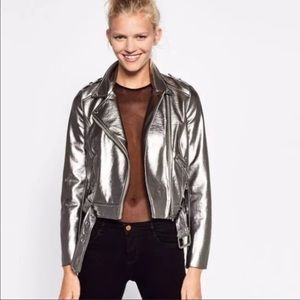 NWT metallic Zara moto jacket